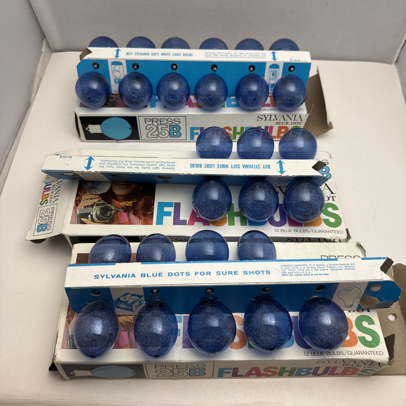 Sylvania Blue Dot Flashbulbs 25B 24 Bulbs Open Original Packaging Lot of 2 Boxes