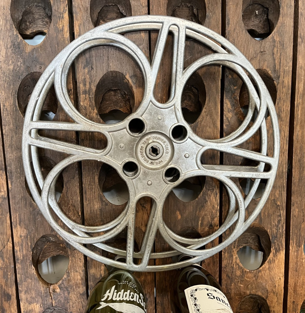 Vintage Goldberg Bros. 15″ Movie Reel 4 holes – Denver Co. Cast Aluminum