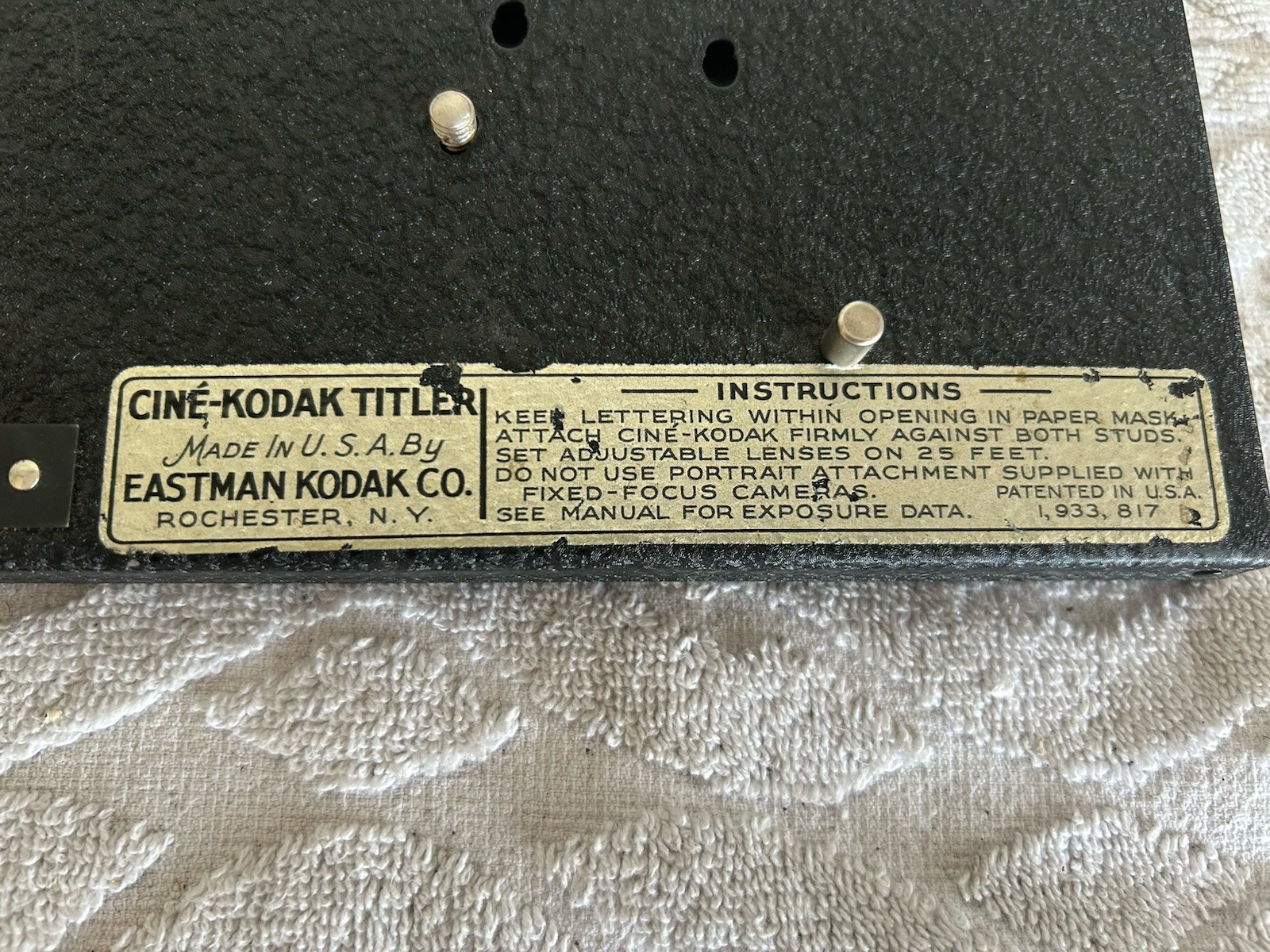 Vintage Cine-Kodak Film Titler Eastman Kodak Co