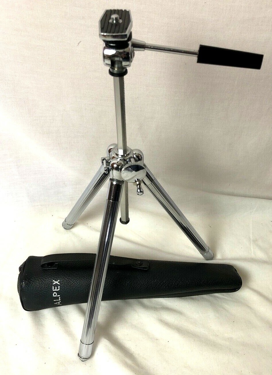 Alpex Tripod Expandable Legs in Leather Case Vintage Made In Japan