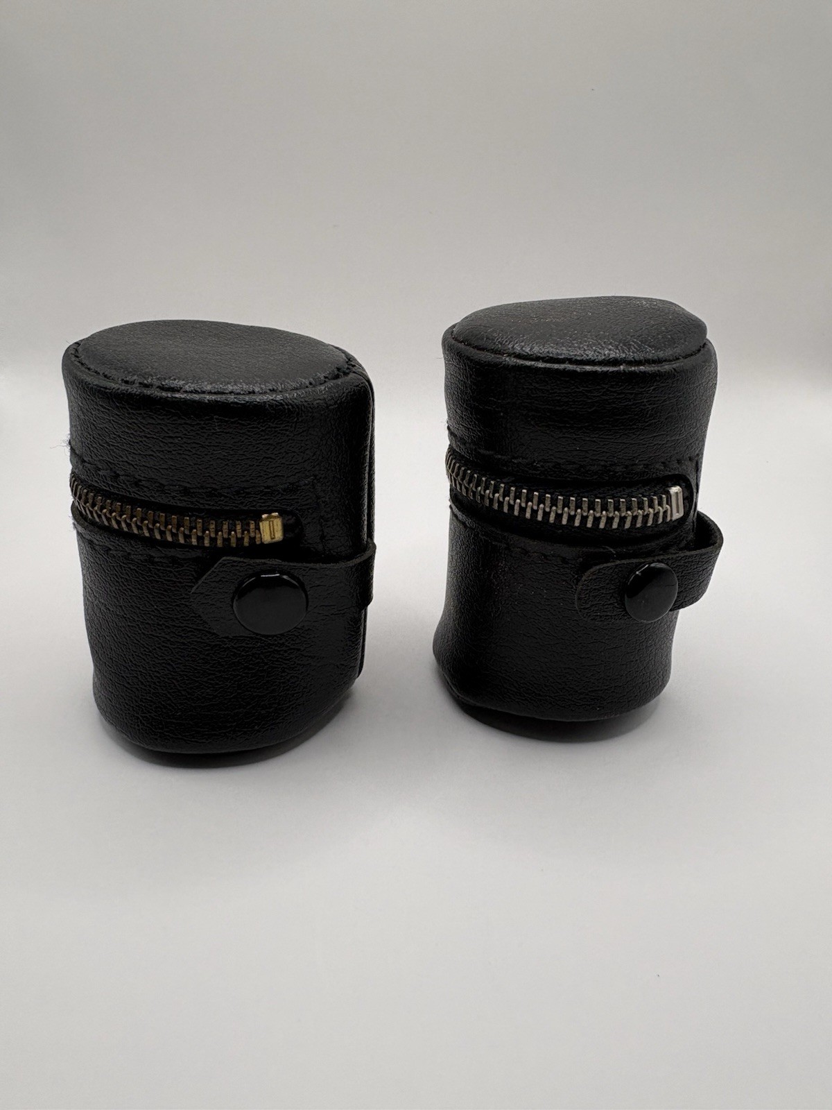 Vintage Camera Strap Black Leather 35mm Film Roll Storage Holders Lot Of 2