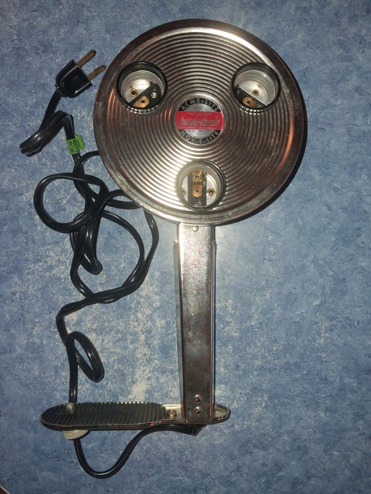 Vntg 1950s ACME LITE MOV-E-LITE 3-Bulb Filming Indoors Gun Grip High Intensity