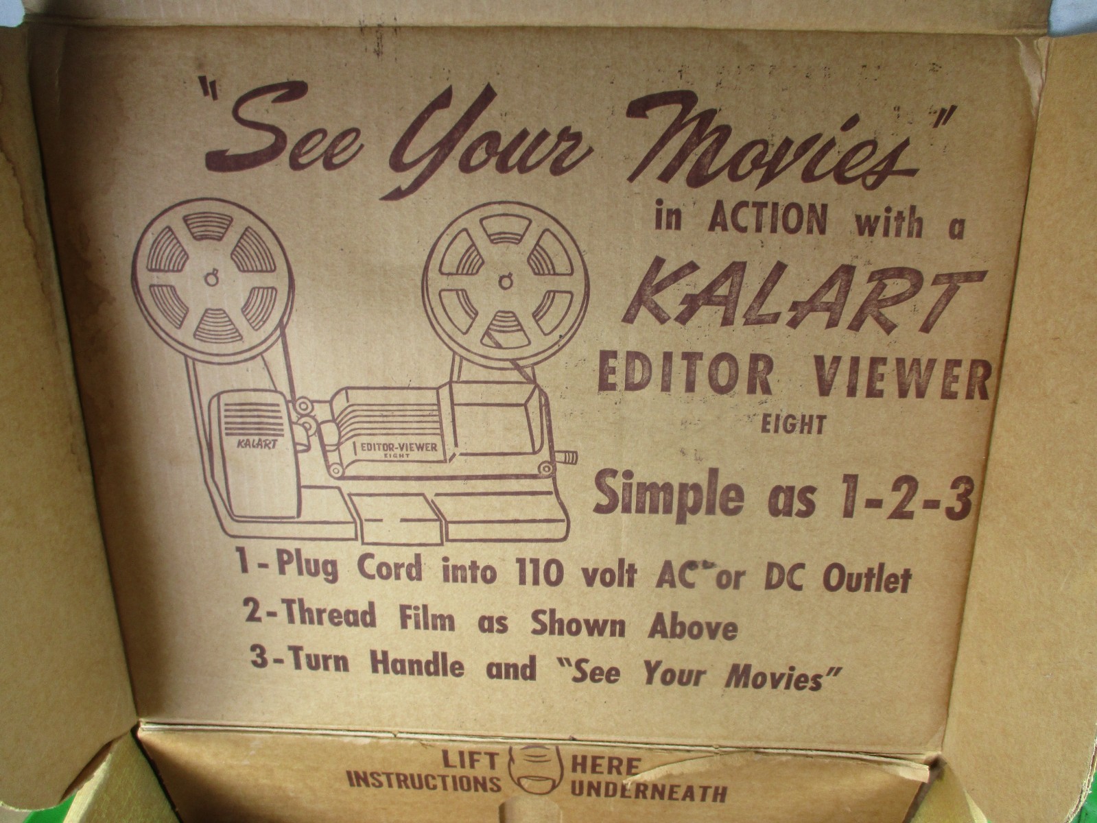 Kalart 8mm Film Movie Editor Viewer Eight w Original Box 1960’s Tested=Good