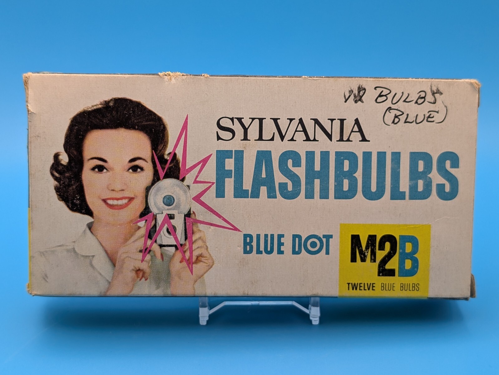 Sylvania Blue Dot M2B Flashbulbs Vintage Box of 12 Blue Bulbs