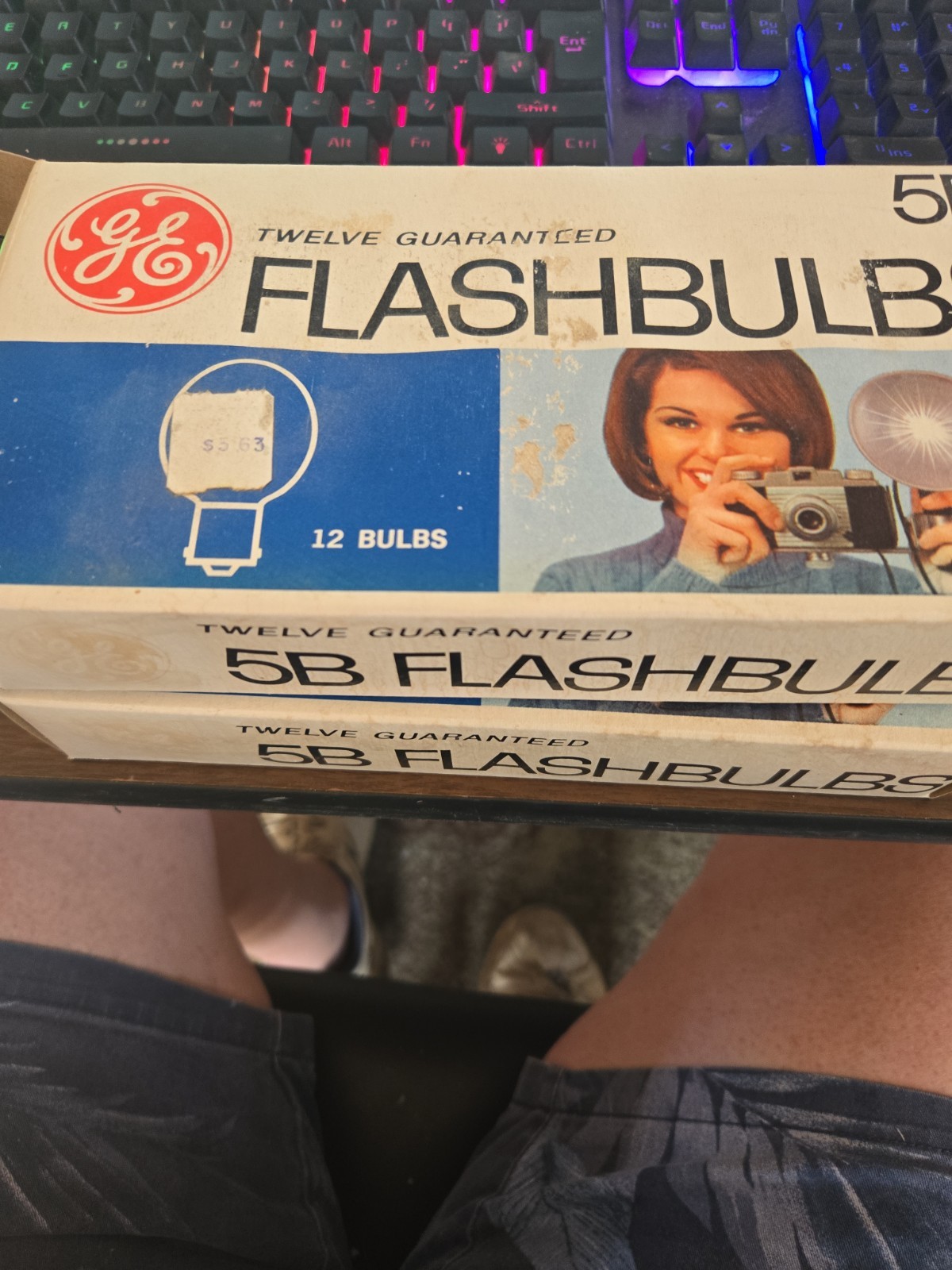 Vintage General Electric GE 5B Blue Camera Flash Bulbs 2 Box 24 Bulbs