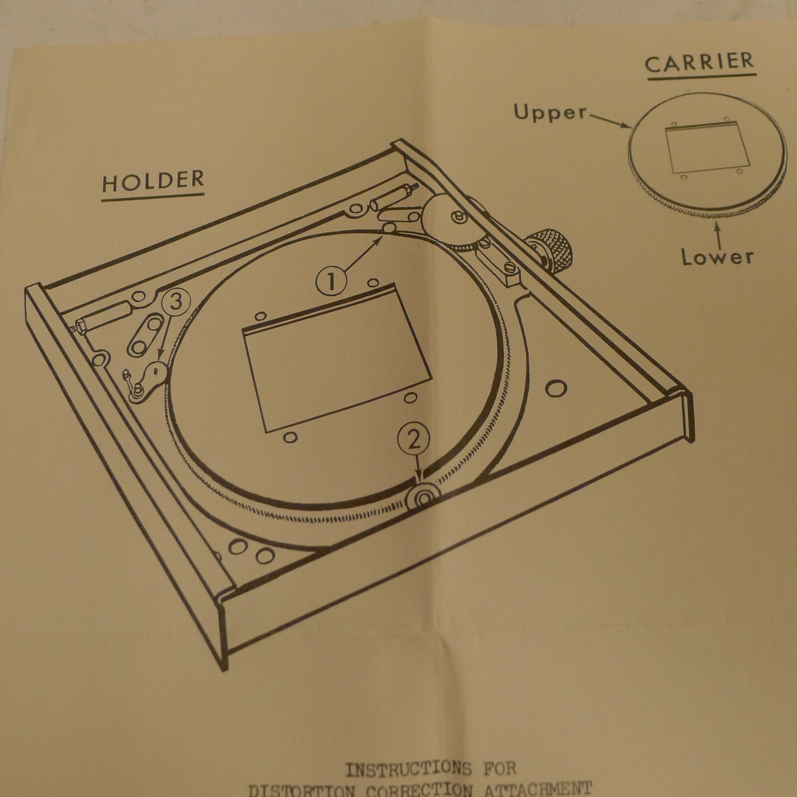 Omega Distortion Correction Device 7439 & Instructions for Model D2-D3 Enlargers