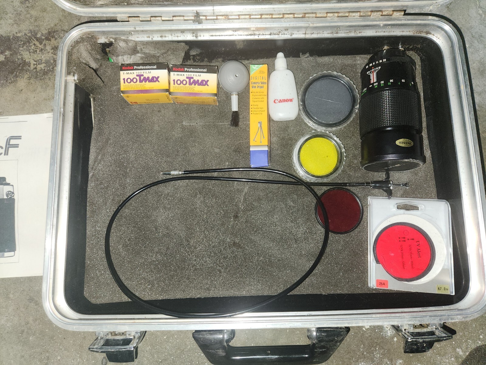Vintage Camera Accessories With Case, Film, Lense