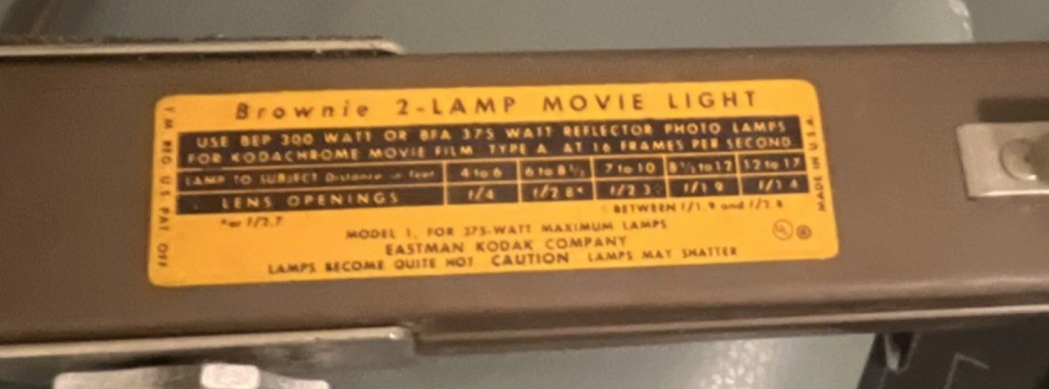 Kodak Brownie 2-Lamp Movie Light Model 1 Bulbs for Kodak Cameras