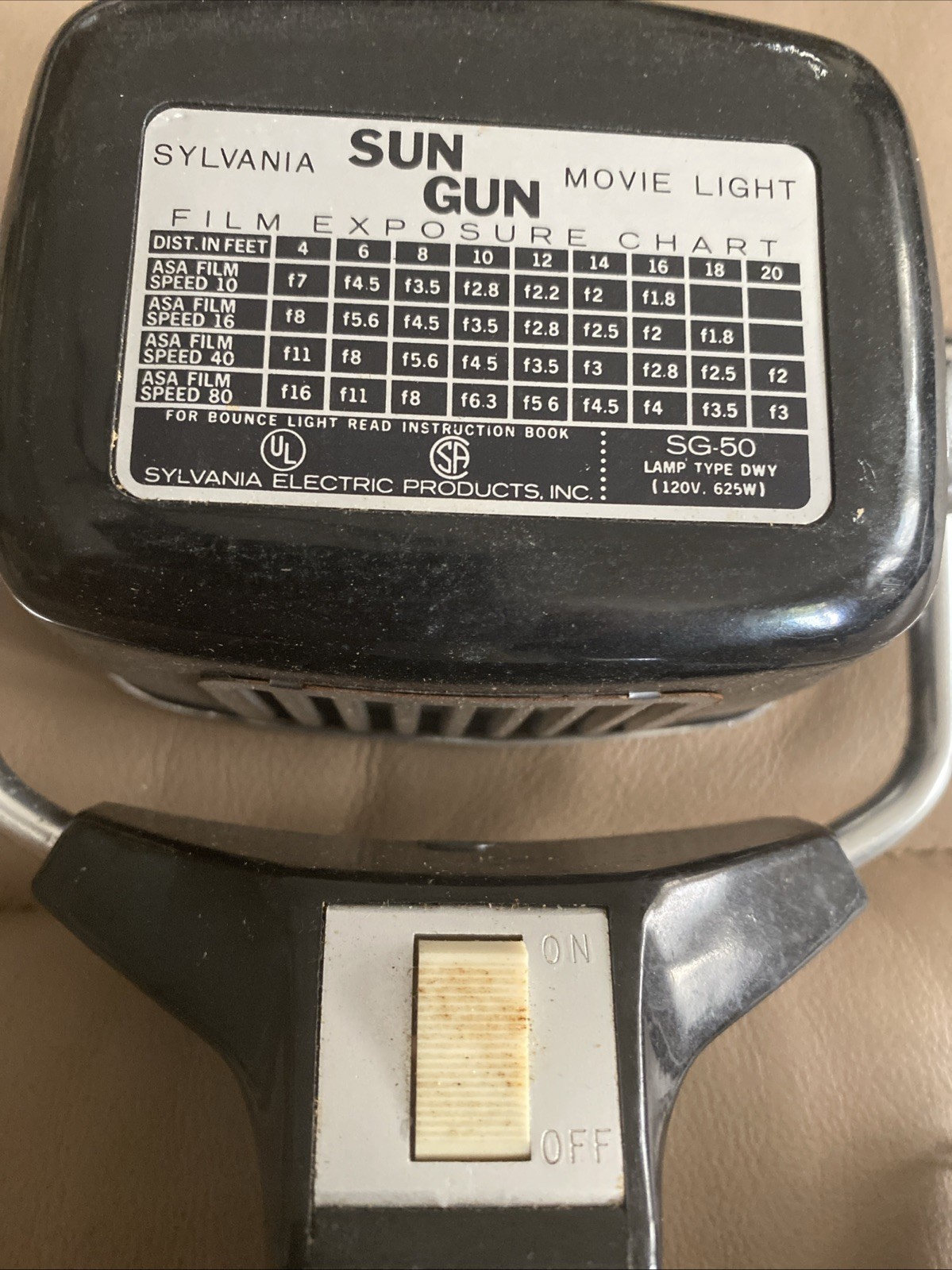 Vintage Sylvania Sun Gun – Model: SG-50 – Electric Movie Light — Tested No Bulb