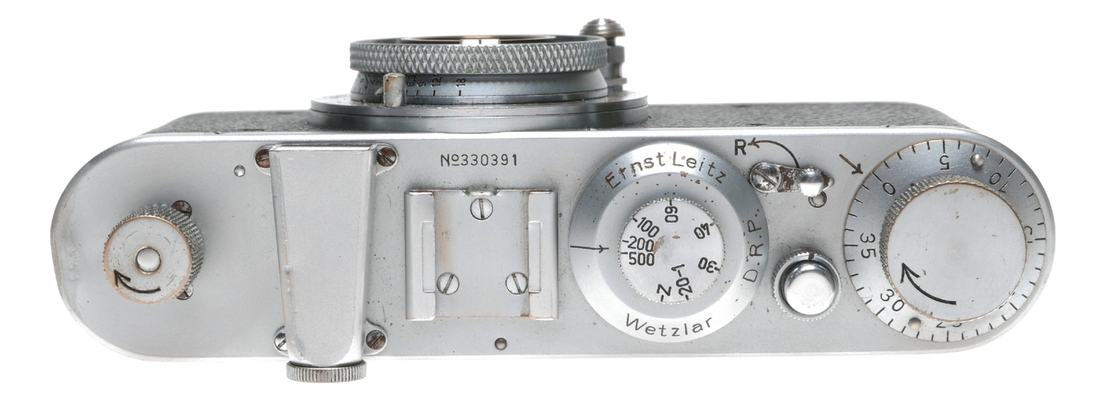 Leica Standard B chrome 5cm Elmar F3.5 case and lens cap
