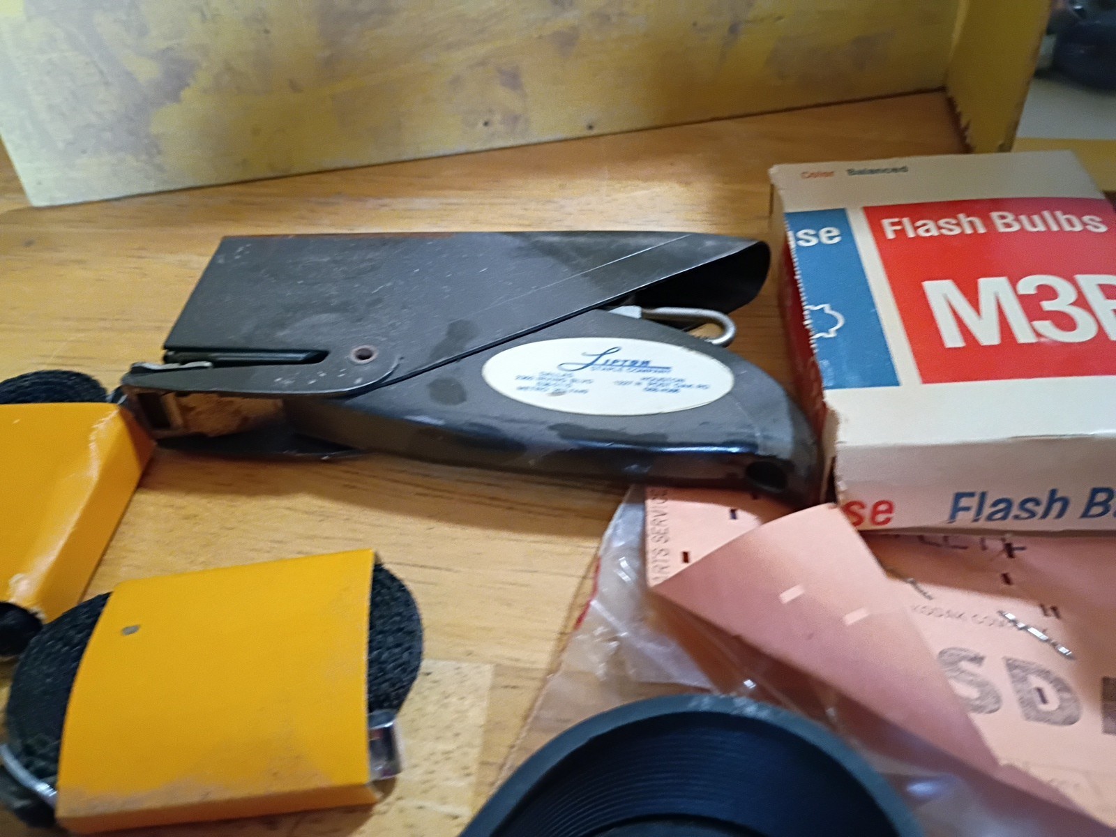 Misc camera parts flash bulbs vintage staplers and more