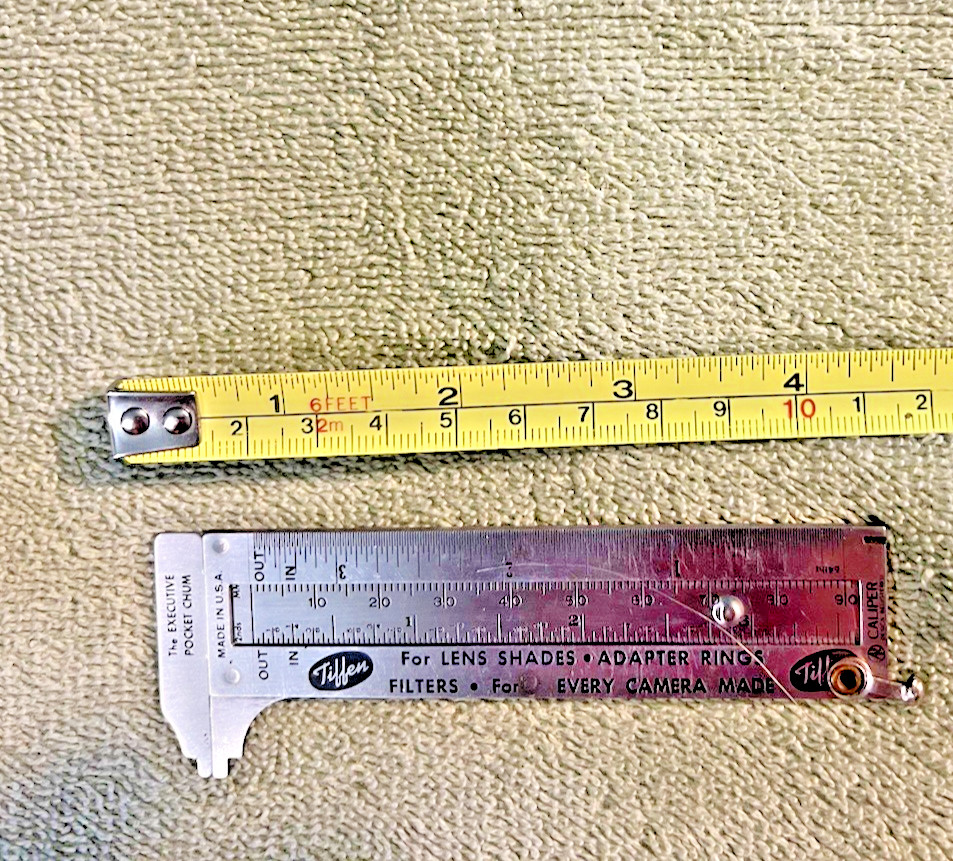 Tiffen measurer for lens shades, adapter rings,filters etc…