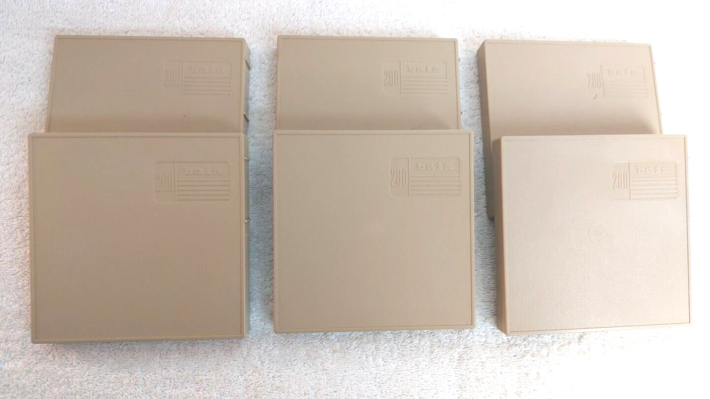 Baia 200 VTG Empty Reels Black Plastic in Tan Cases Storage Box 6 Sets