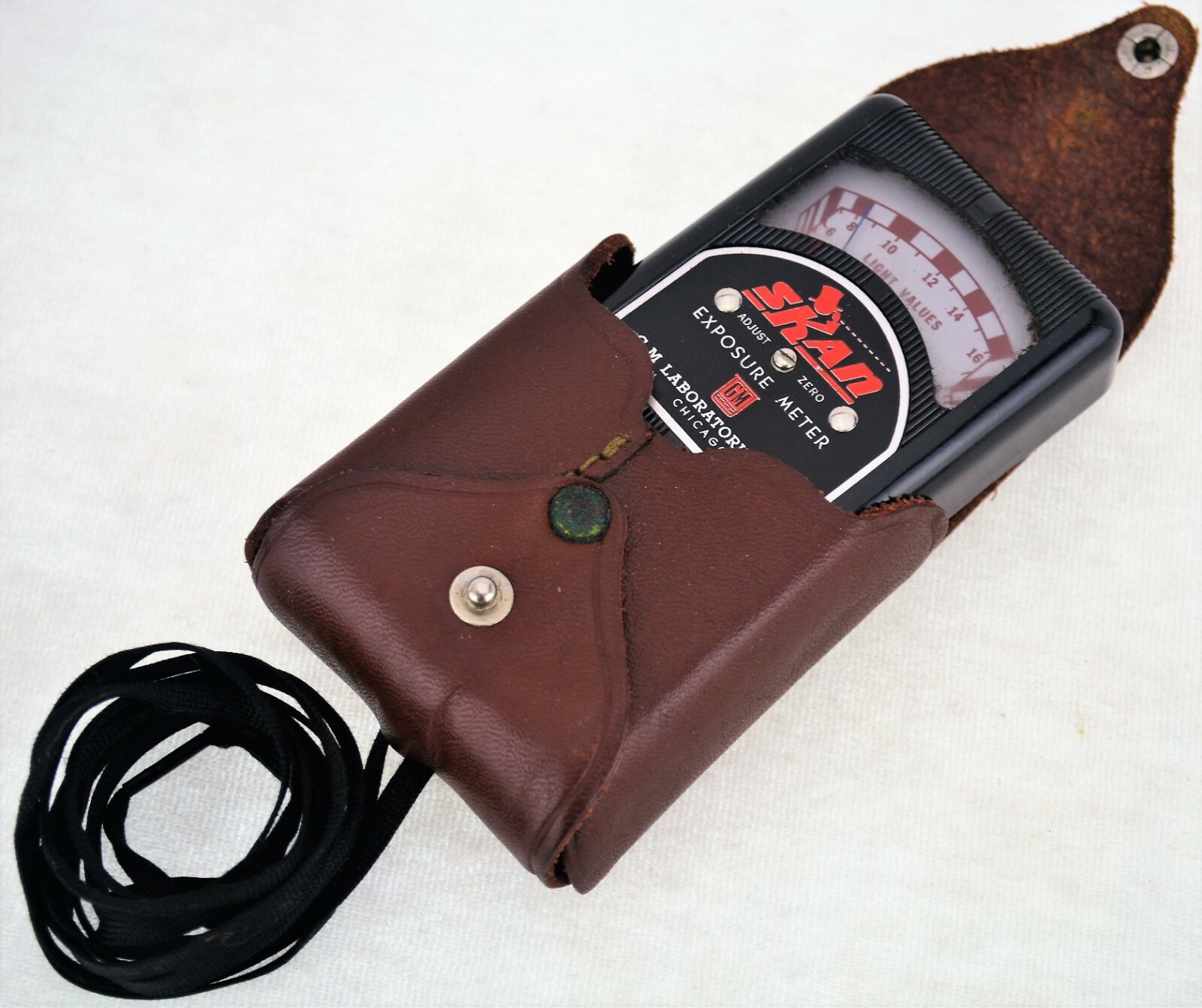 Antique Vintage Retro EXPOSURE light METER – SKAN – bakelite w/ leather case