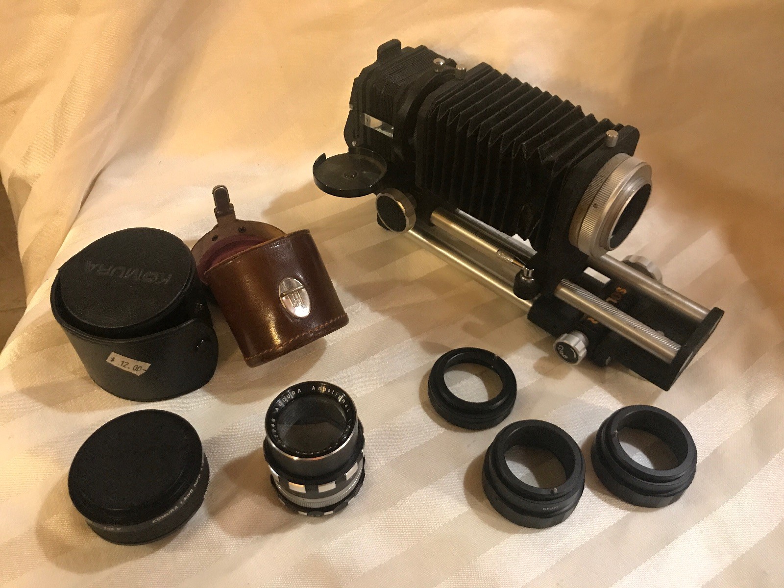 SOLIGOR T-2 FLEXOMATIC INTERCHANGEABLE BELLOWS EXTENSION UNIT W/ MULTIPLE LENS