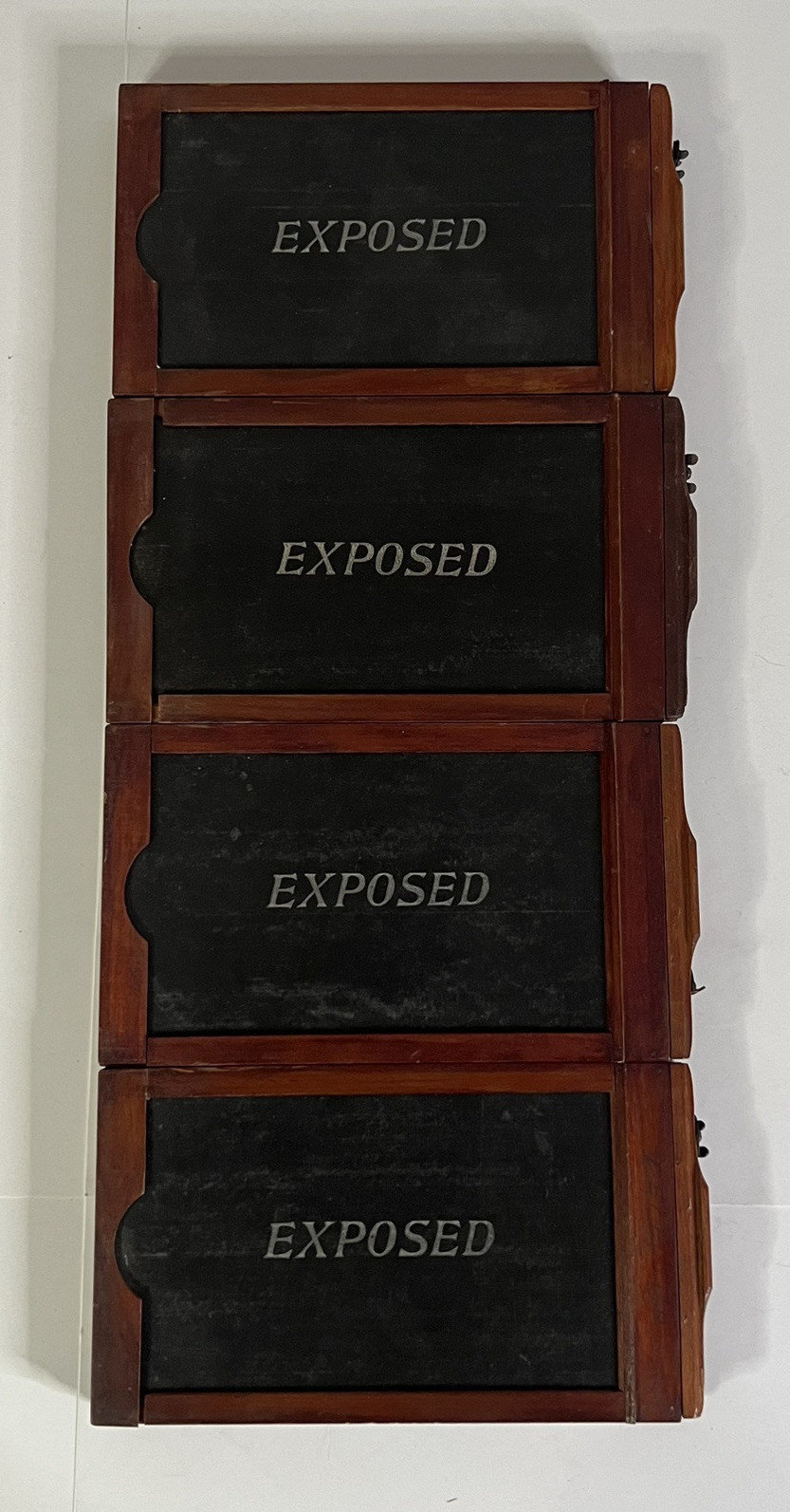 Set of 4 Vintage Wooden Double Draw Slide Exposure Photography Frames