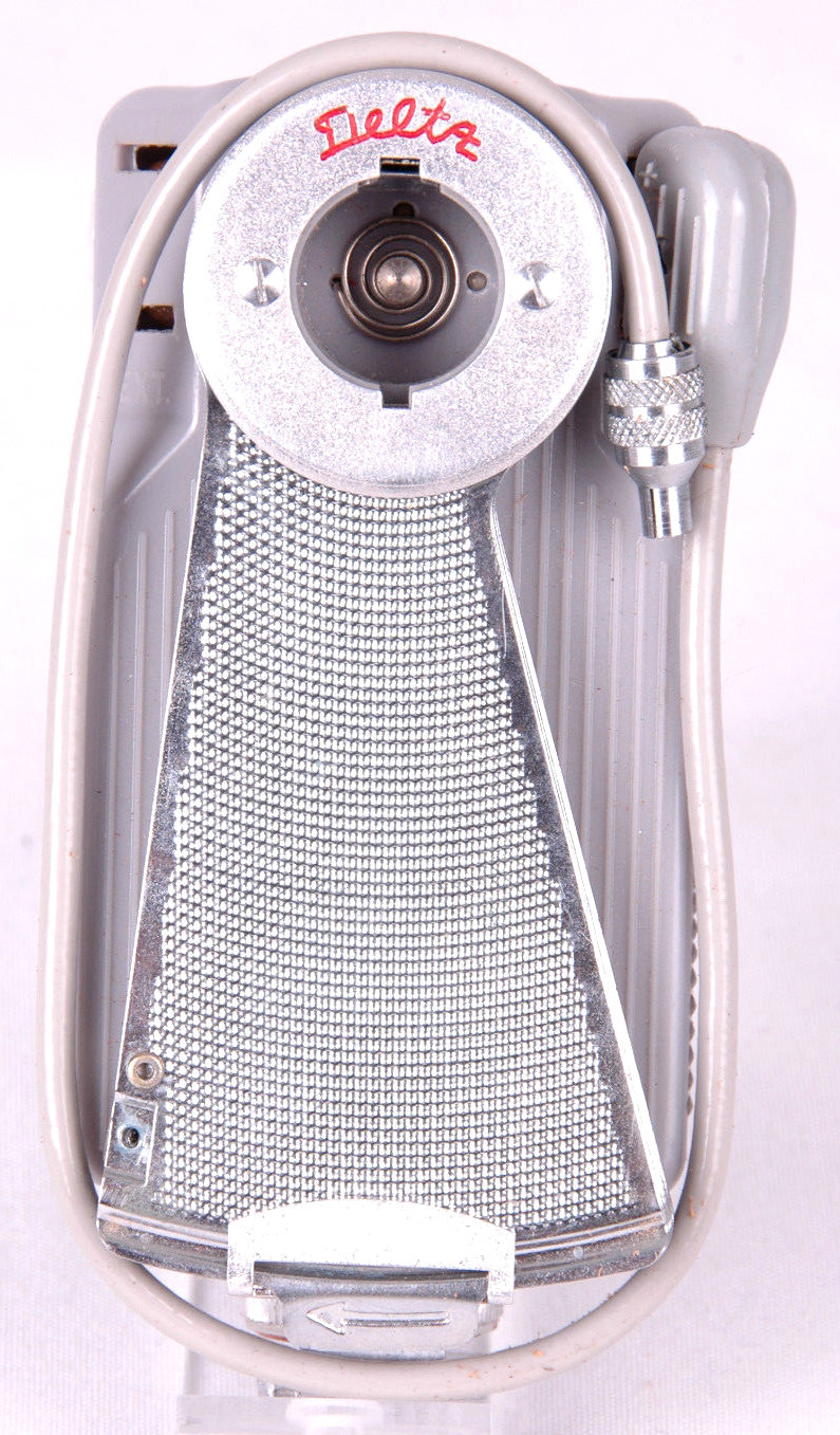 DELTA FAN OUT FLASH BULB UNIT-Brown Leather Case-Sync Cord-Vtg Photography