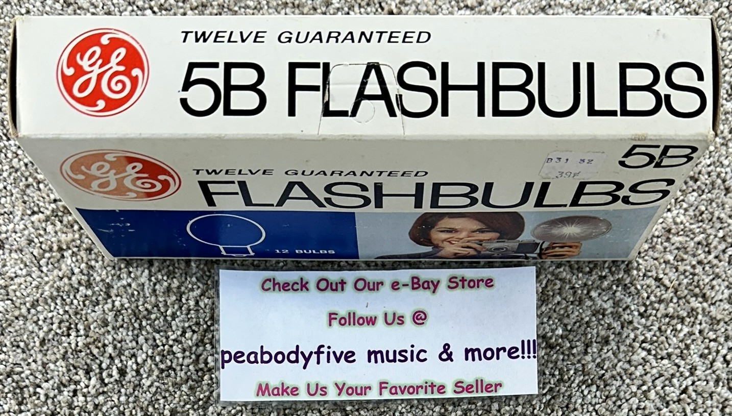 Vintage GE GENERAL ELECTRIC #5B Flashbulbs FULL Box Of 12 (BULBS) New Old Stock