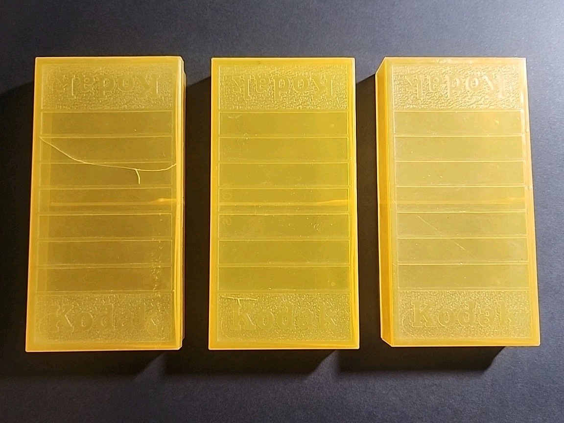 3x Kodak 35mm Slide Cases – Transparent Yellow – Retro Photography Storage