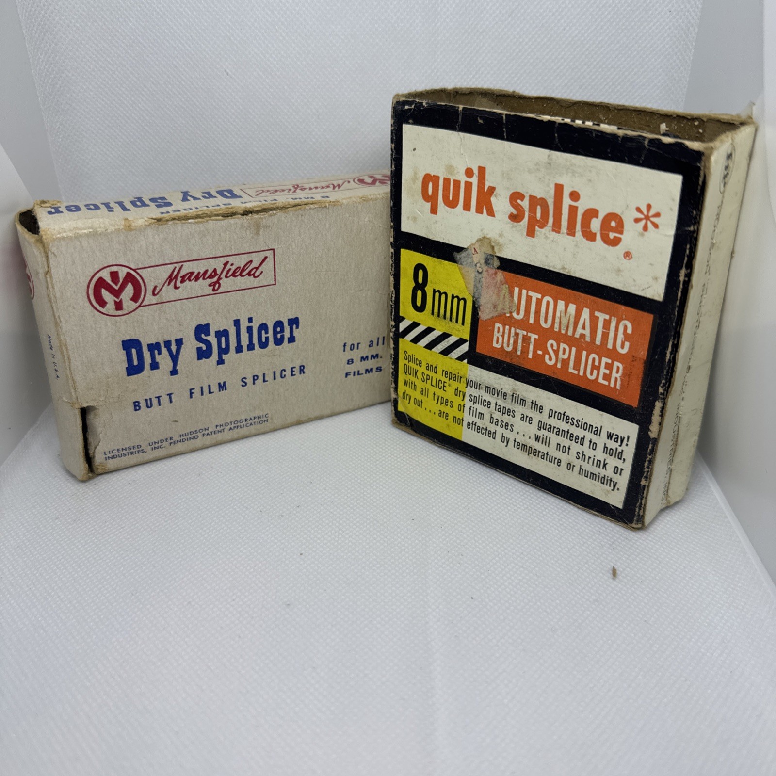 Mansfield Dry Splicer & Quik Splice Butt Film Splices 8mm Films Movies w/ boxes