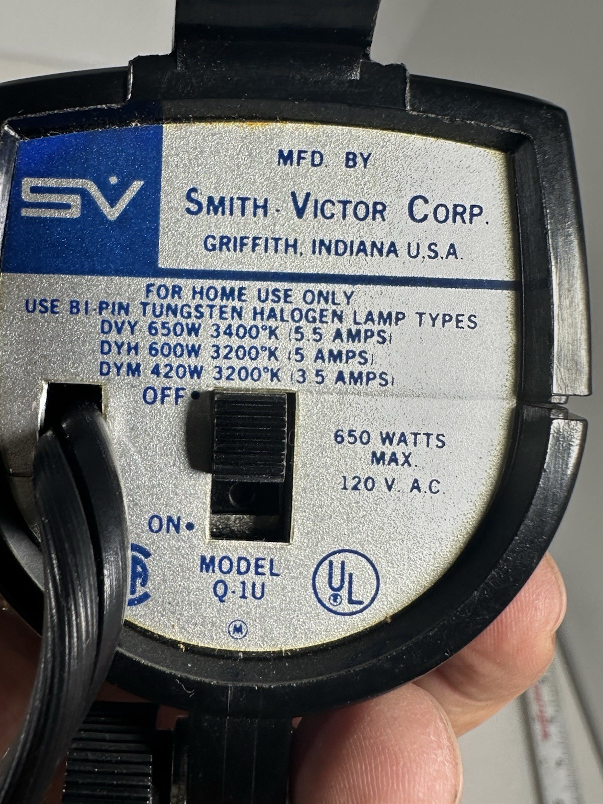 SV Movie Light For Super 8 Camera Q1U Brackets Smith Victor Tested WORKS!!
