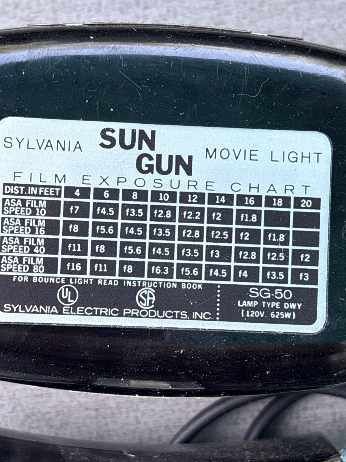 Vintage Sylvania Sun Gun Movie Light w/Original Box Works Great! Model SG-50