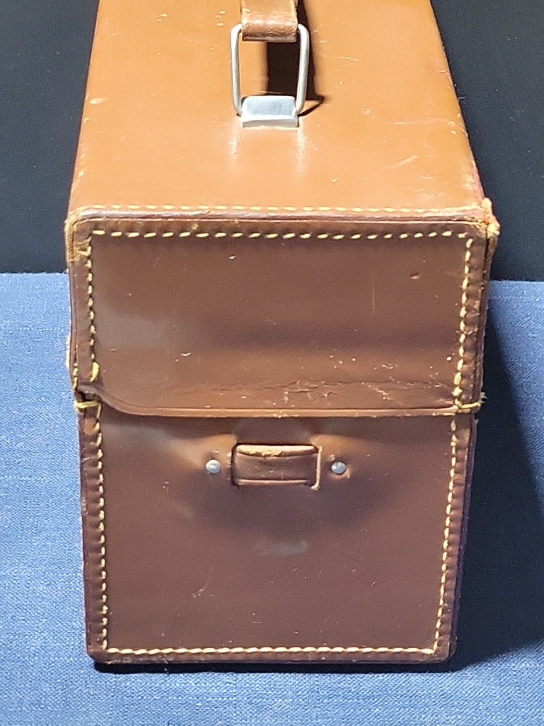 Vintage Hard Leather Movie Camera Case for Kodak Brown With Key Has Wear See Pic