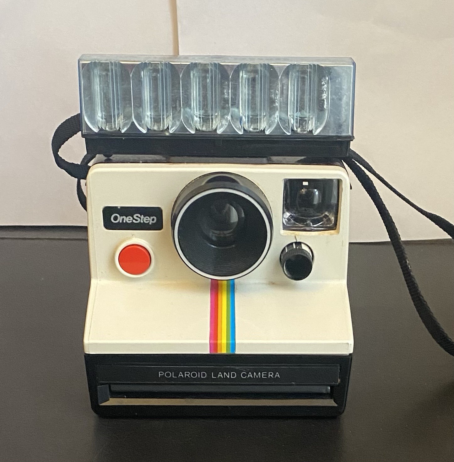 Polaroid OneStep Rainbow Stripe Instant Land Camera w Bulbs Pre-Owned Not Tested