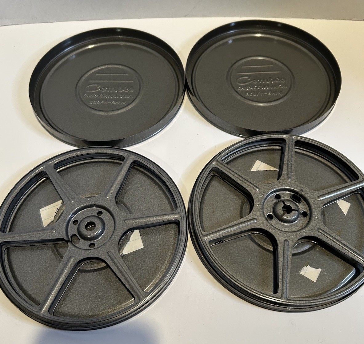 Vtg 5″ Inch 8mm Movie Film Reel & Tin Can Compo Corporation Chicago & Sherer