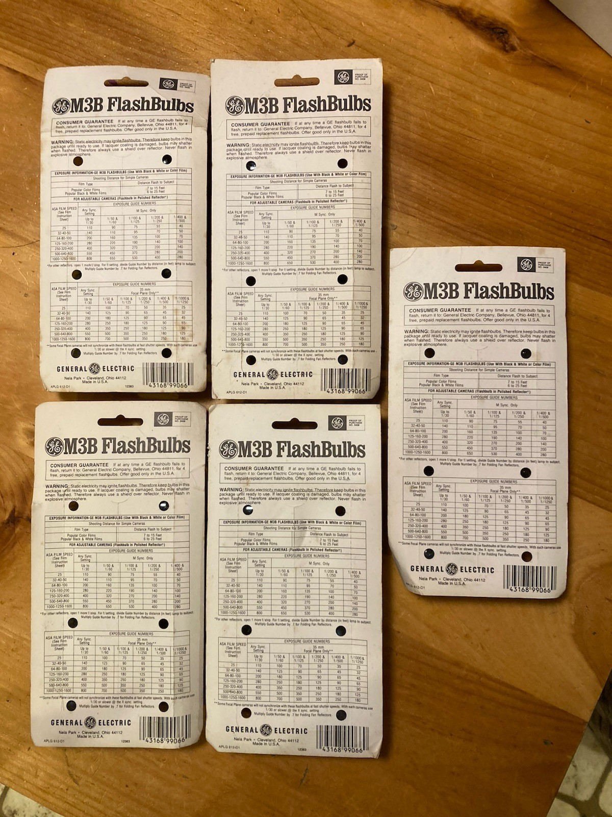 5 /12 Bulb Packs Vintage GE M3B Camera Flash Bulbs