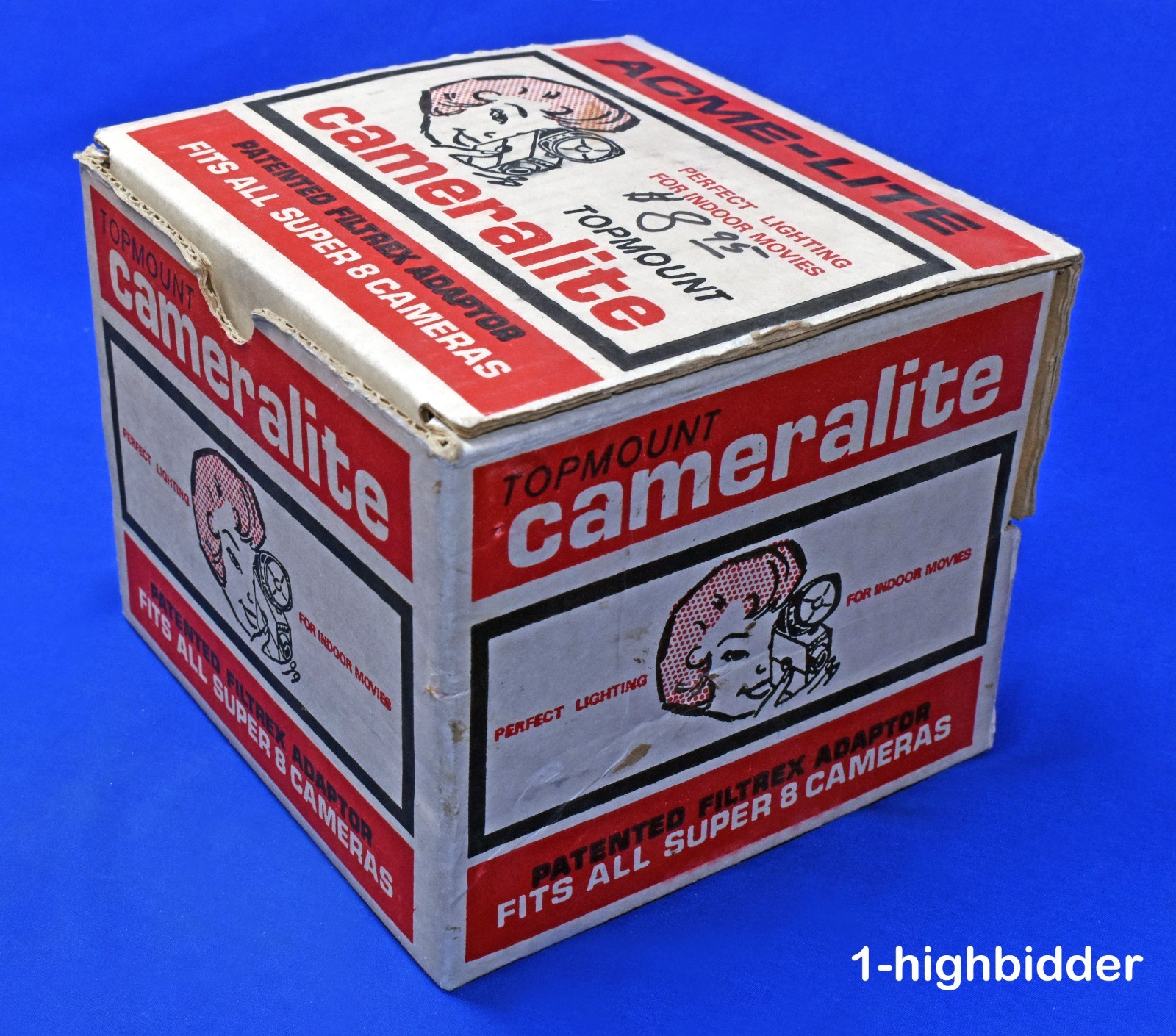 VINTAGE ACME-LITE Topmount Cameralite 91 Movie Camera Light- FITS ALL SUPER 8