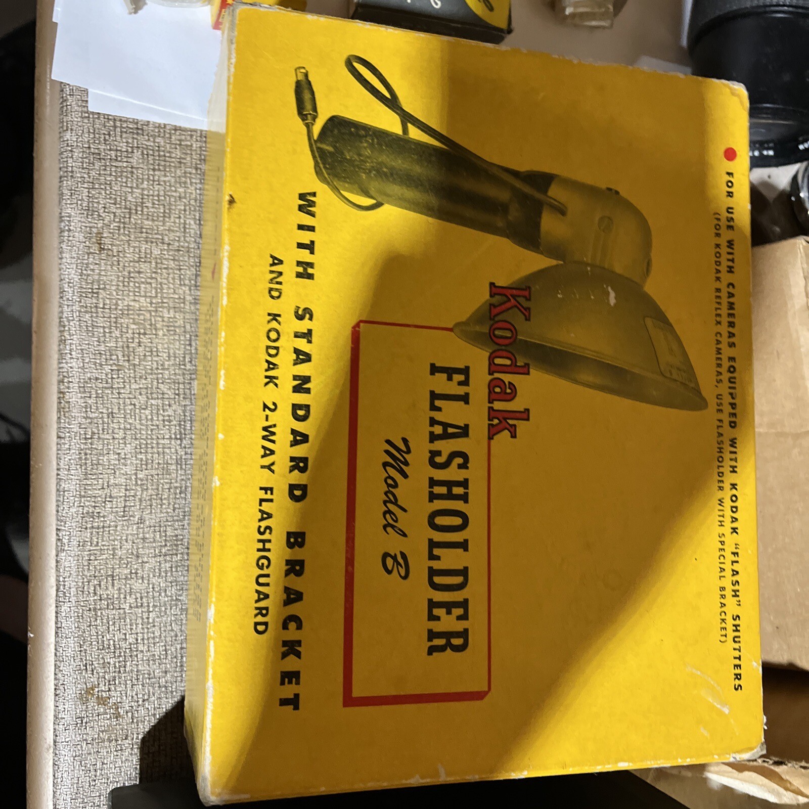VINTAGE 1950’S KODAK STANDARD FLASHOLDER Orig box, Book And More See Pictures