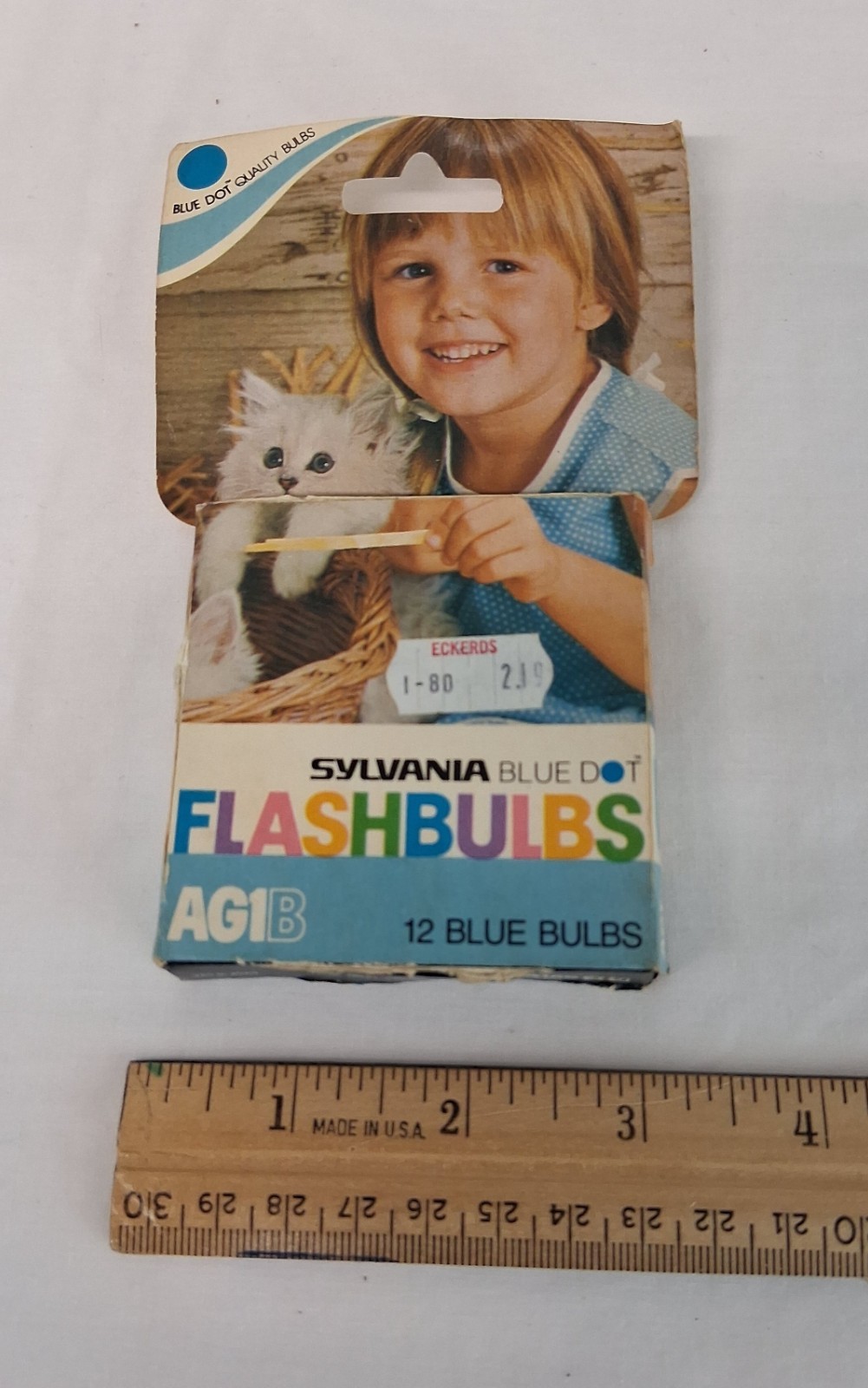Sylvania Blue Dot AG1B Flashbulbs 12 Blue Bulbs Box VTG 1970s Photography NOS