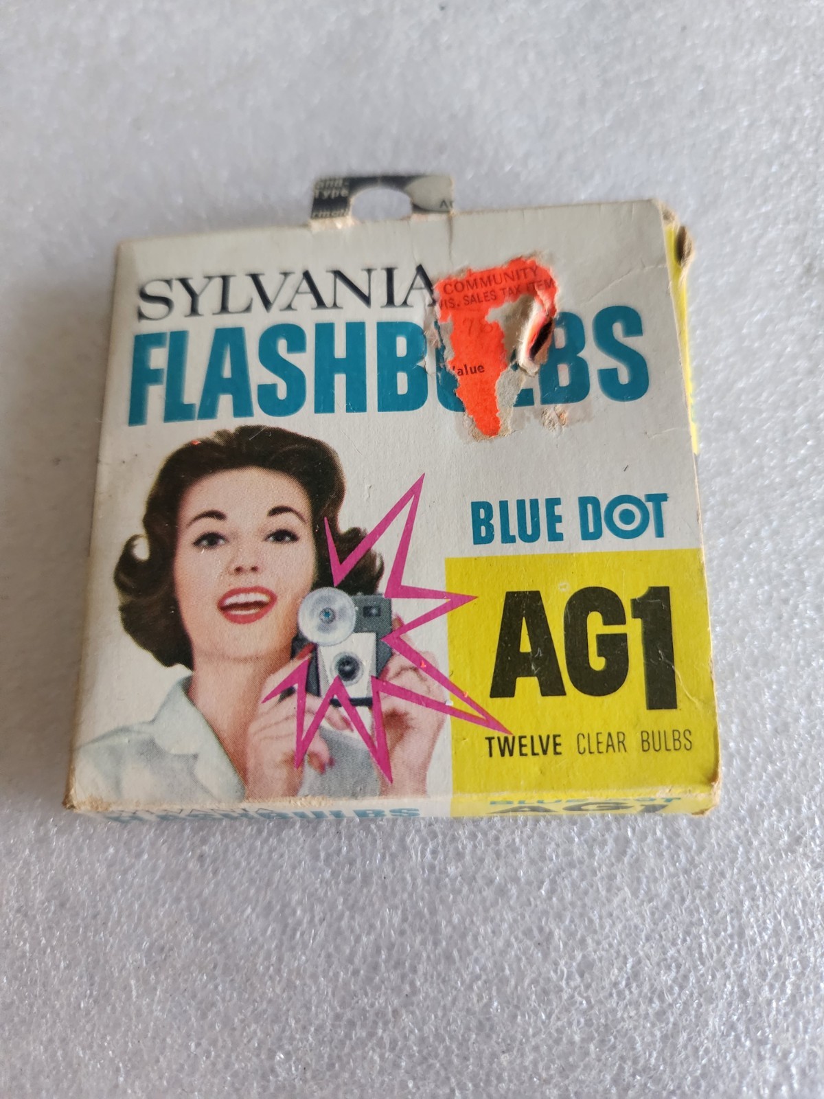 Vintage Sylvania Flashbulbs Blue Dot AG1 • 12 Clear Bulbs in Original Packaging
