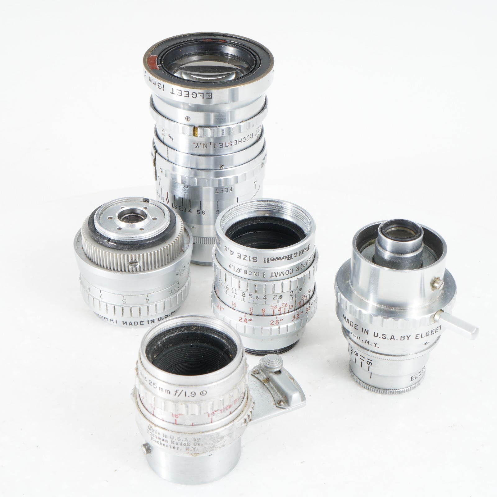 – LOT OF 5 CINE LENSES FOR MOVIE CAMERAS FOR PARTS/AS-IS/#4