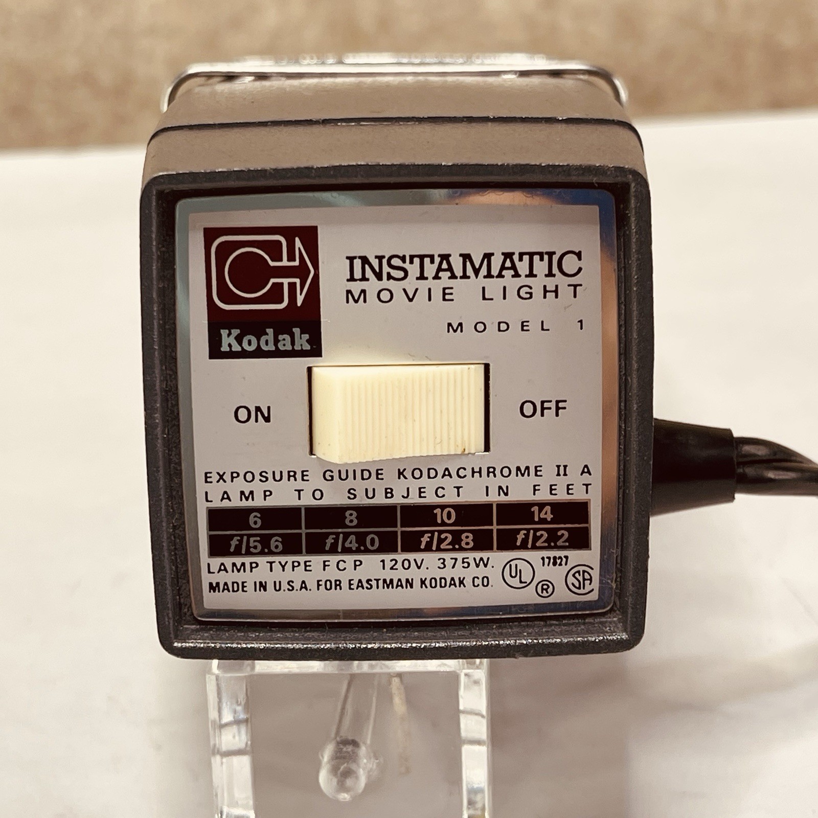 VTG 60s Kodak Instamatic Model 1 Movie Light Original Box NOT Tested Needs Bulb