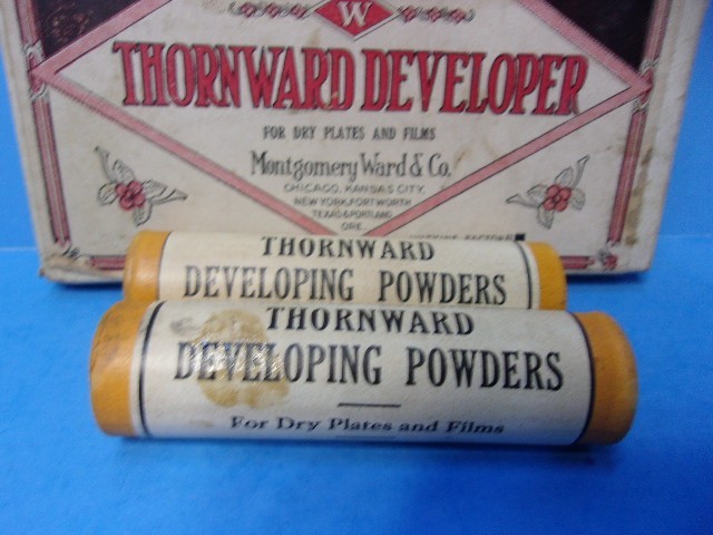 Antique Lot of 4 Boxes of Developing Powders Glass Tubes Photography Supplies