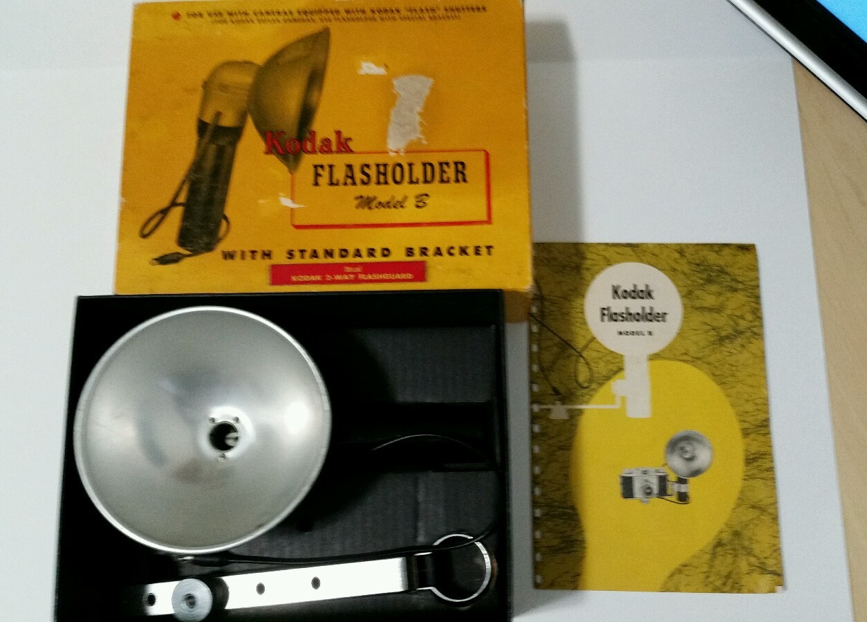 Vintage Kodak Flasholder Model B USA Original Box & Bracket Film Slide Flash