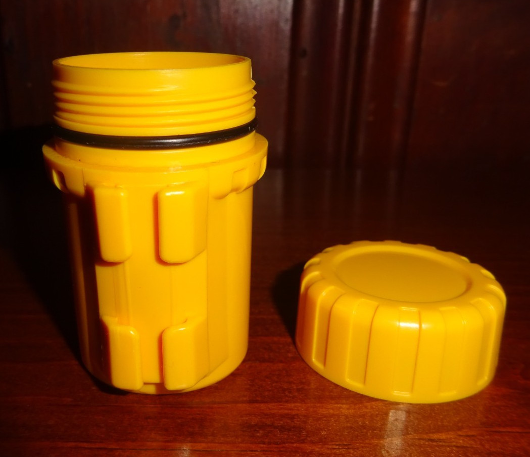 35mm Film Canisters w/Shoulder Strap, Screw-On Lid, Rubber Waterpoof Gasket, New