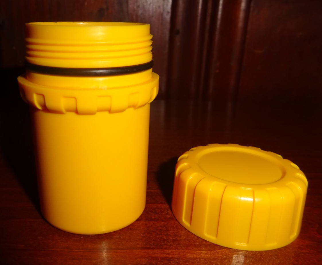 35mm Film Canisters w/Shoulder Strap, Screw-On Lid, Rubber Waterpoof Gasket, New