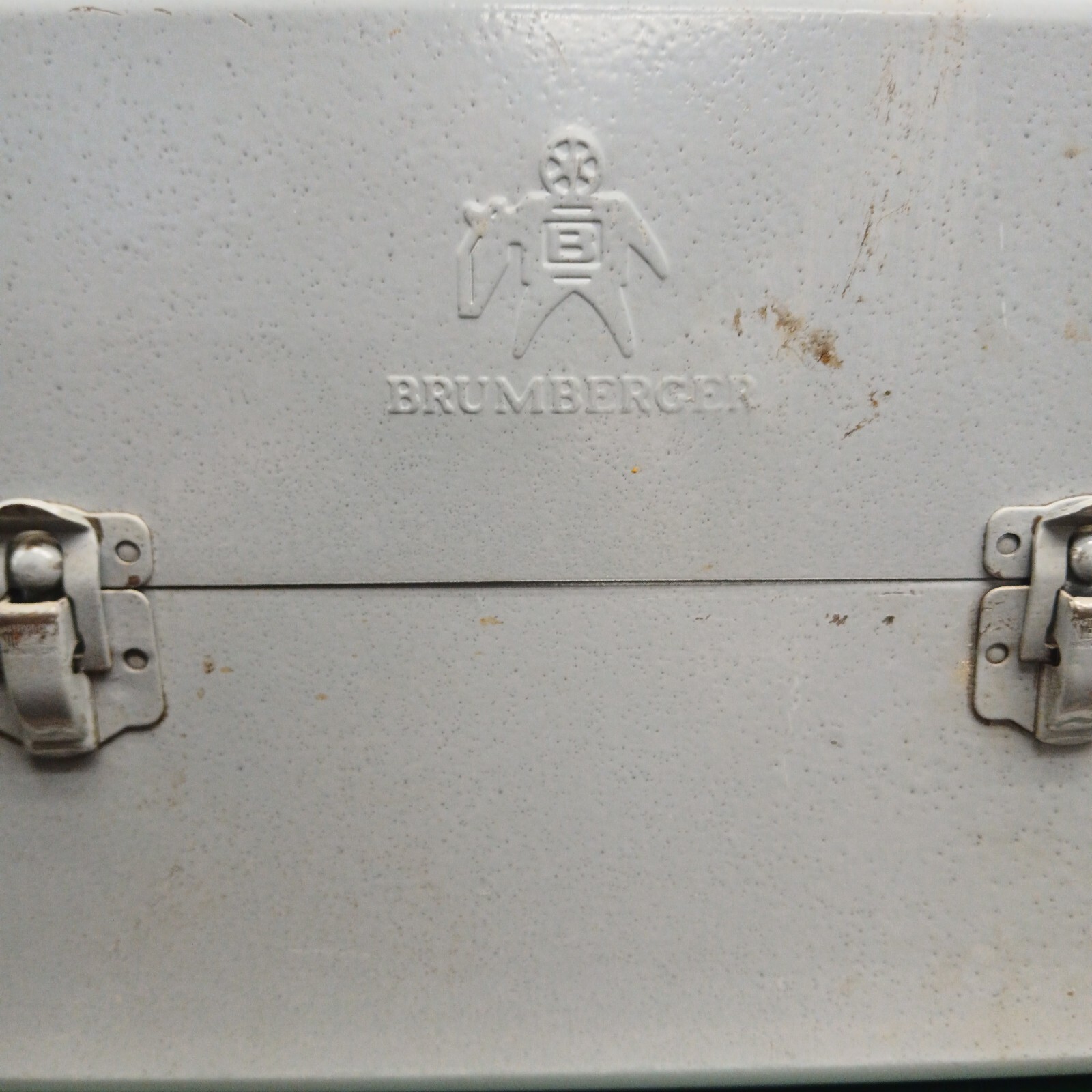 Vintage 50s Brumberger All Metal Movie Reel Box W/ 10 Empty Lafayette Cases