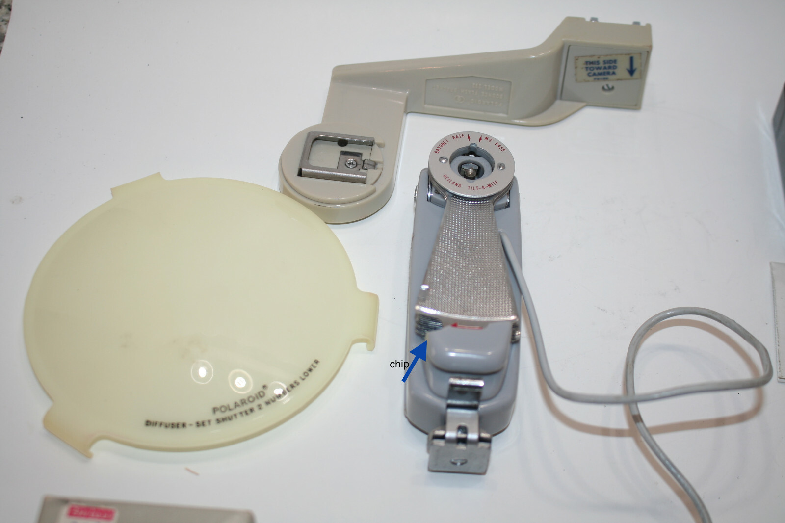 POLAROID TIMER #120, EXPOSURE METER #625,POSTCARDERS,BOUNCE FLASH BRACKET, DIFF