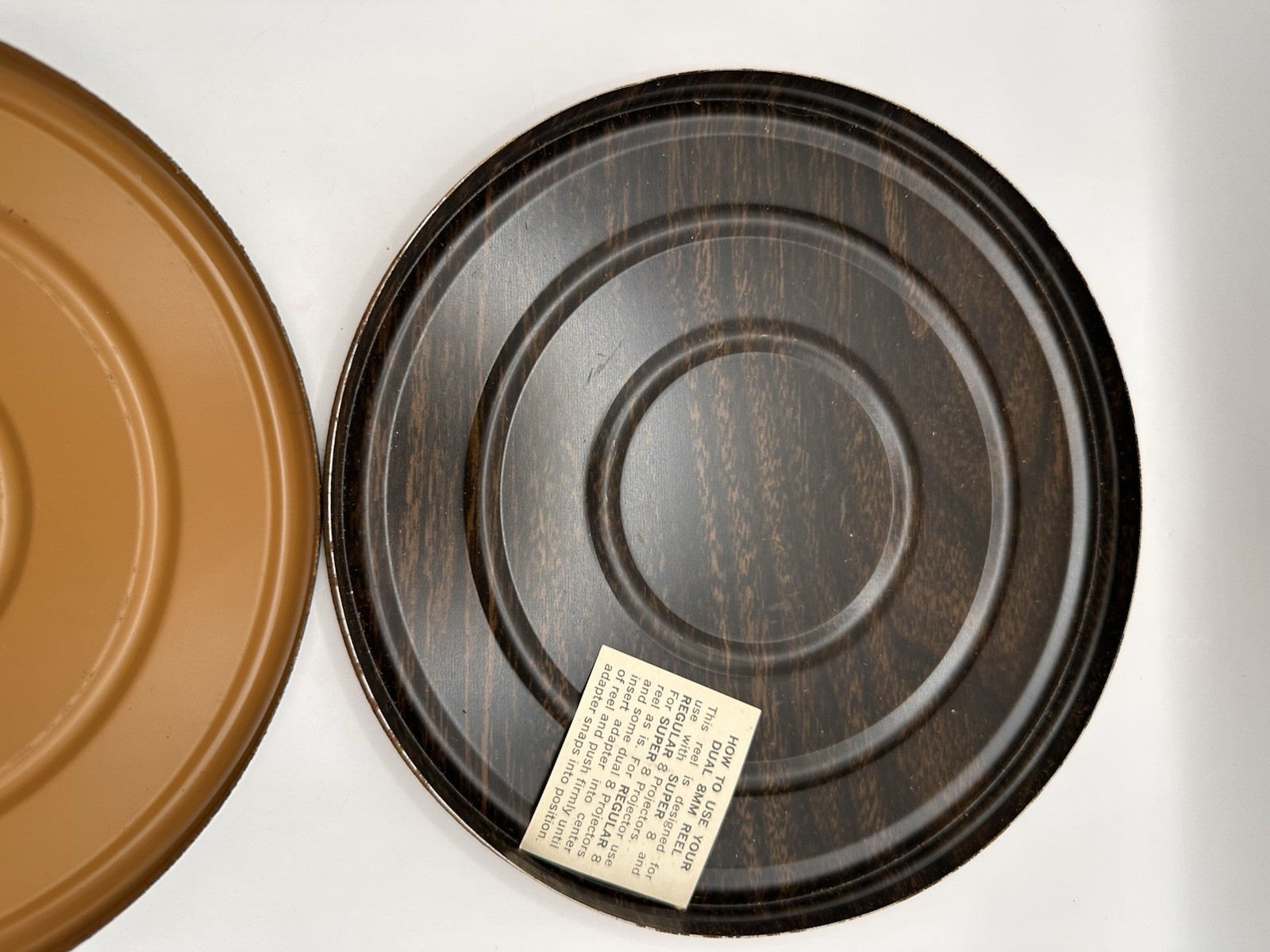 Vintage Harwood Empty 8mm Film Reel Can Faux Wood Flip Top Dual Take Up