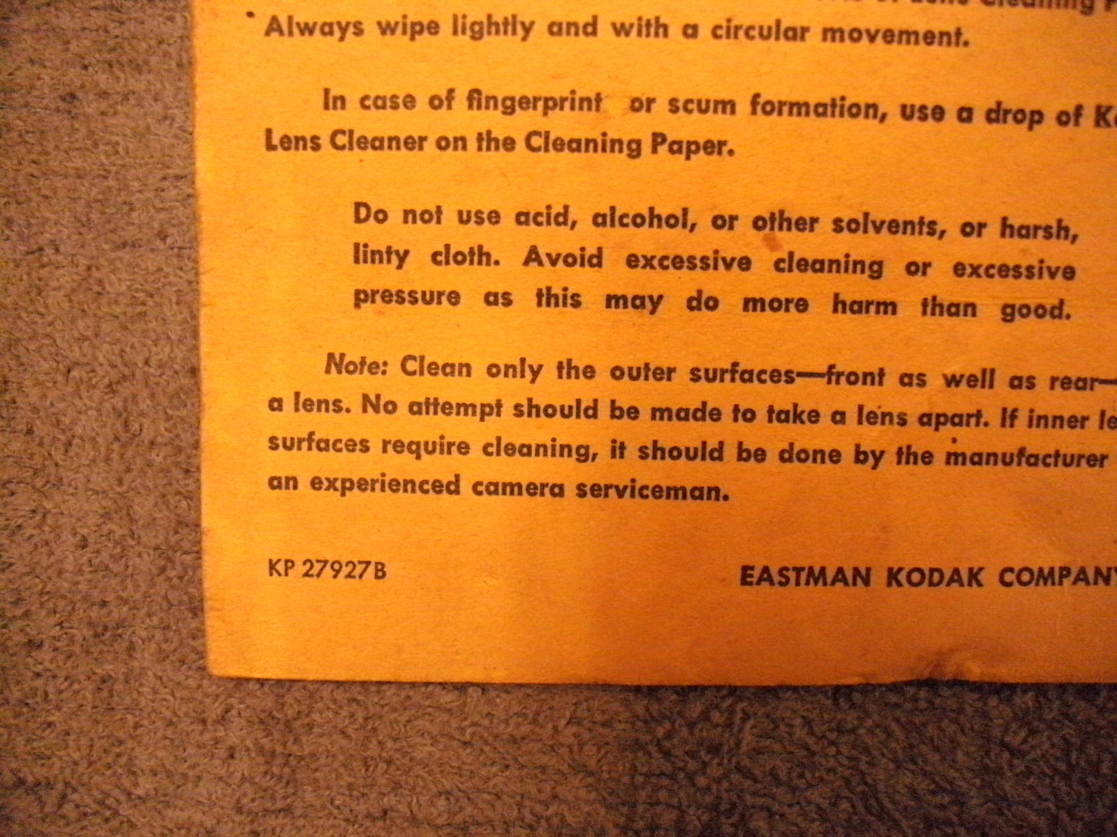 Vintage Packet of Kodak Lens Cleaning Paper, Used