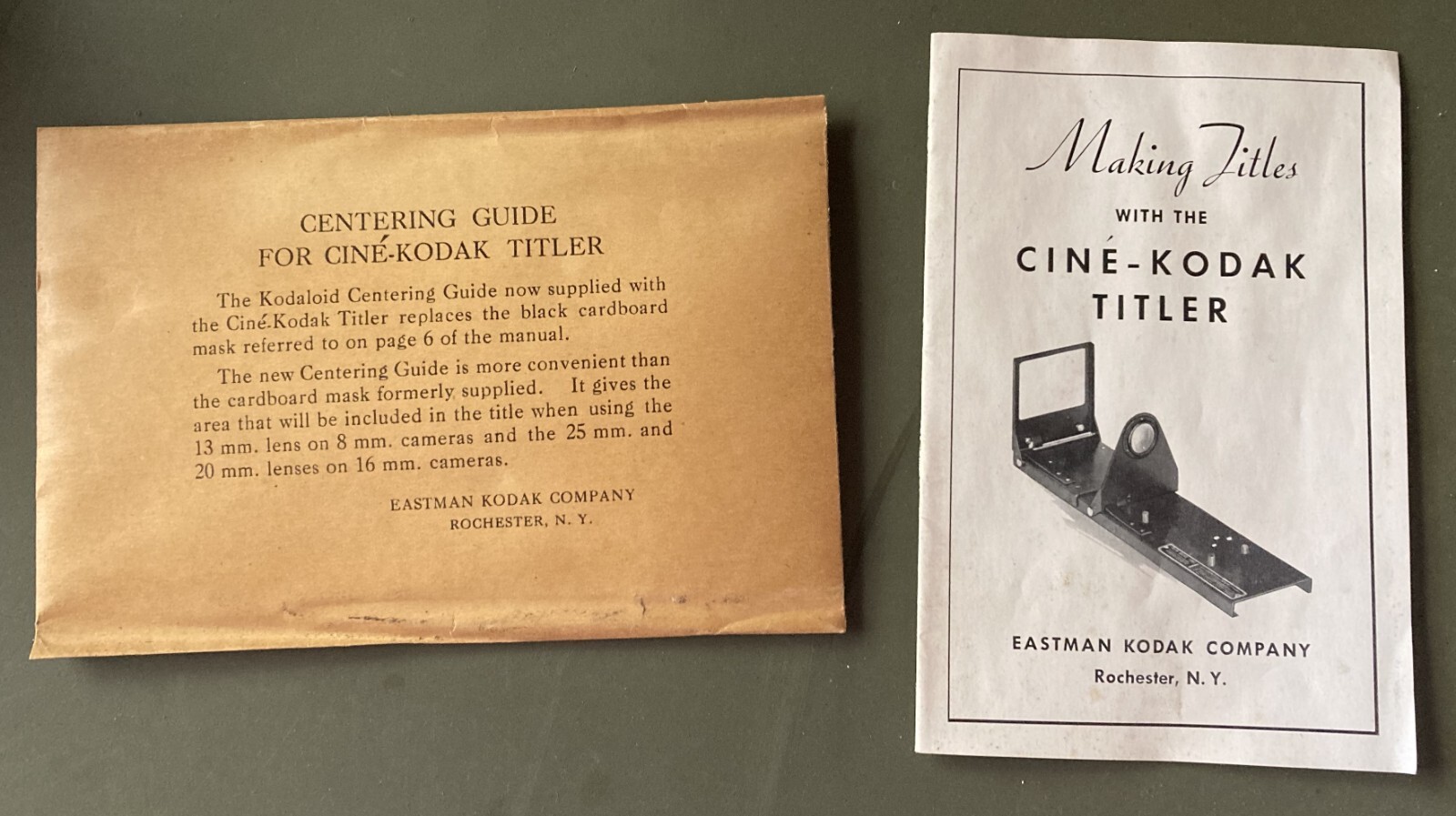 Vintage Cine-Kodak Titler for 8mm + 16mm Movie Cameras – in Orig. Box w/ Access