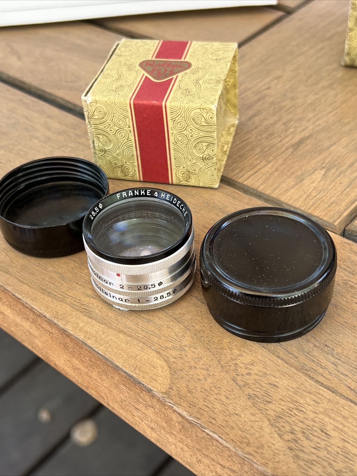 VINTAGE ROLLEIFLEX FRANKE & HEIDECKE ROLLEIPARKEIL 1 28.5MM 3PC LENS SET New Nos