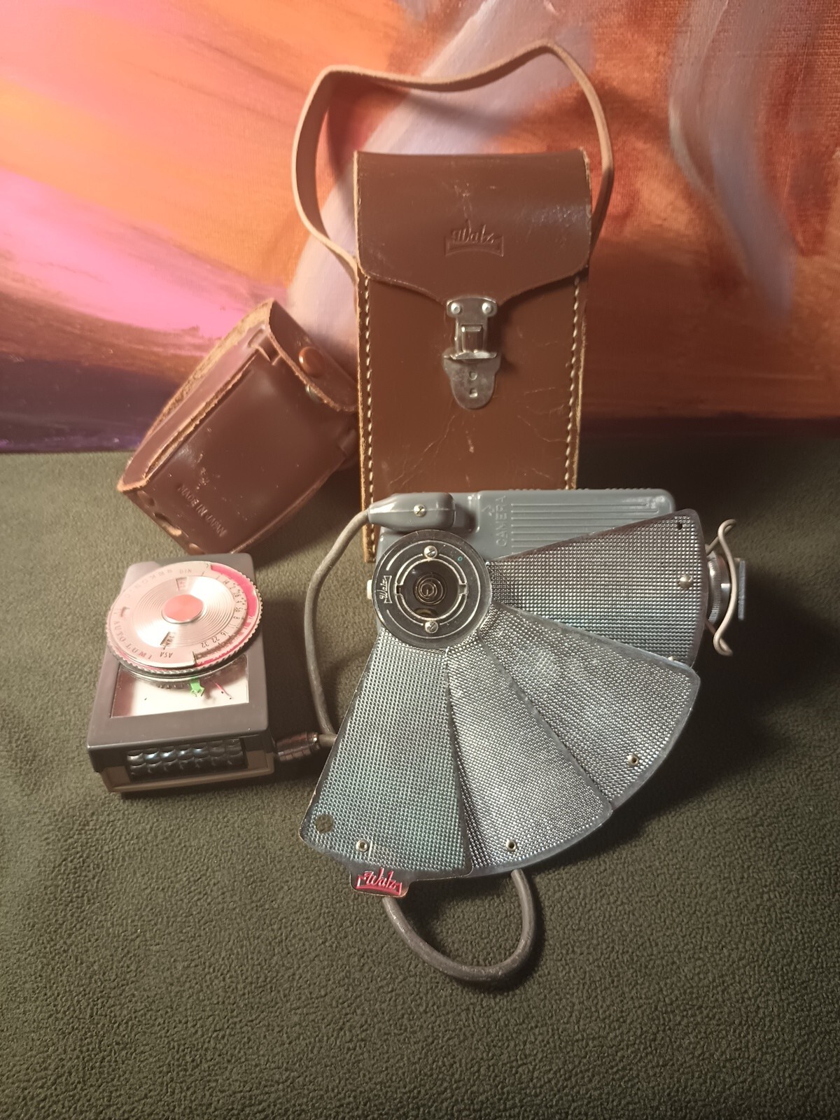 Walz Camera Flash B-BC Type Sermonic Light Meter Gauge Vintage Leather Cases