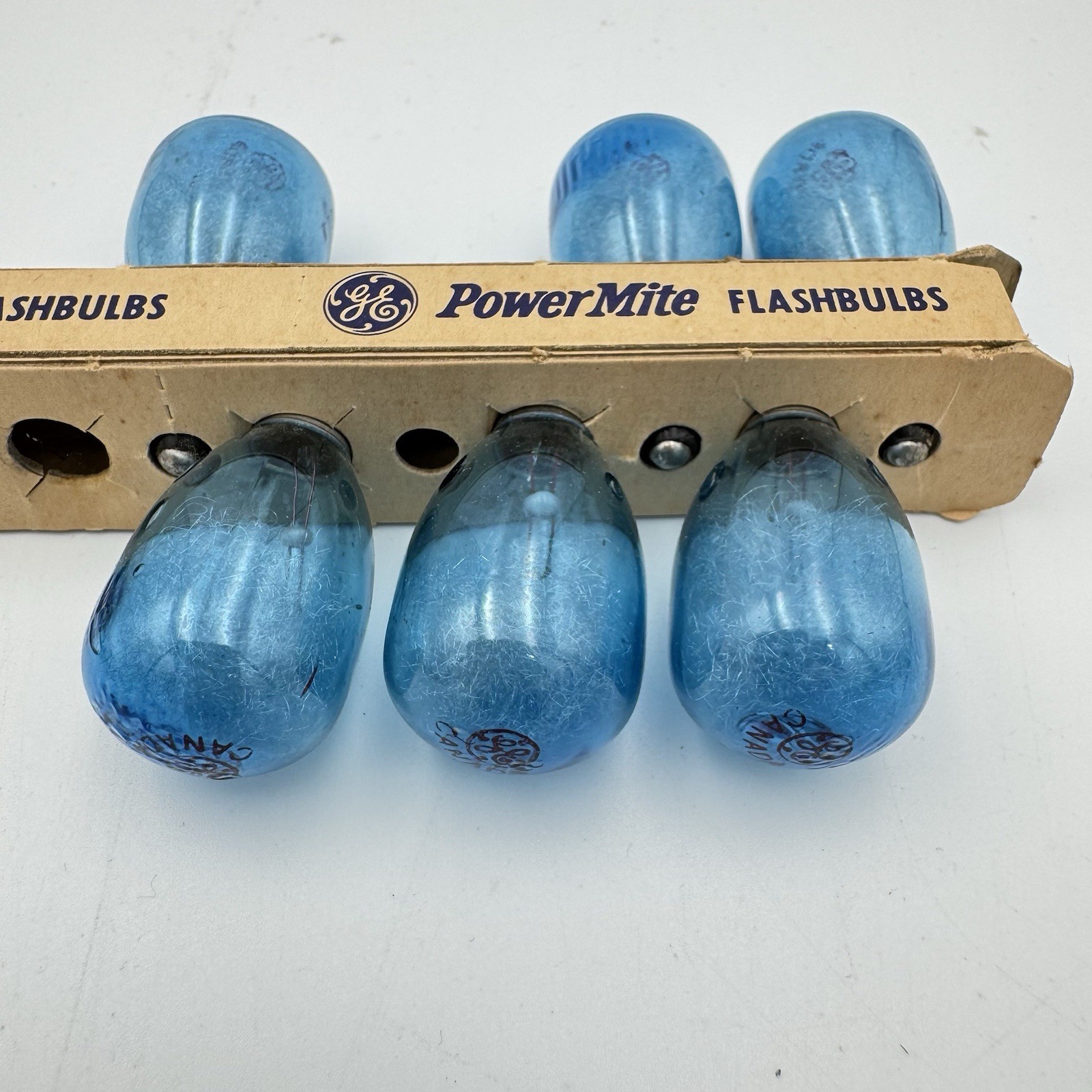 Vintage GE M2B Flashbulbs – 6 Blue Bulbs – General Electric New Old Stock