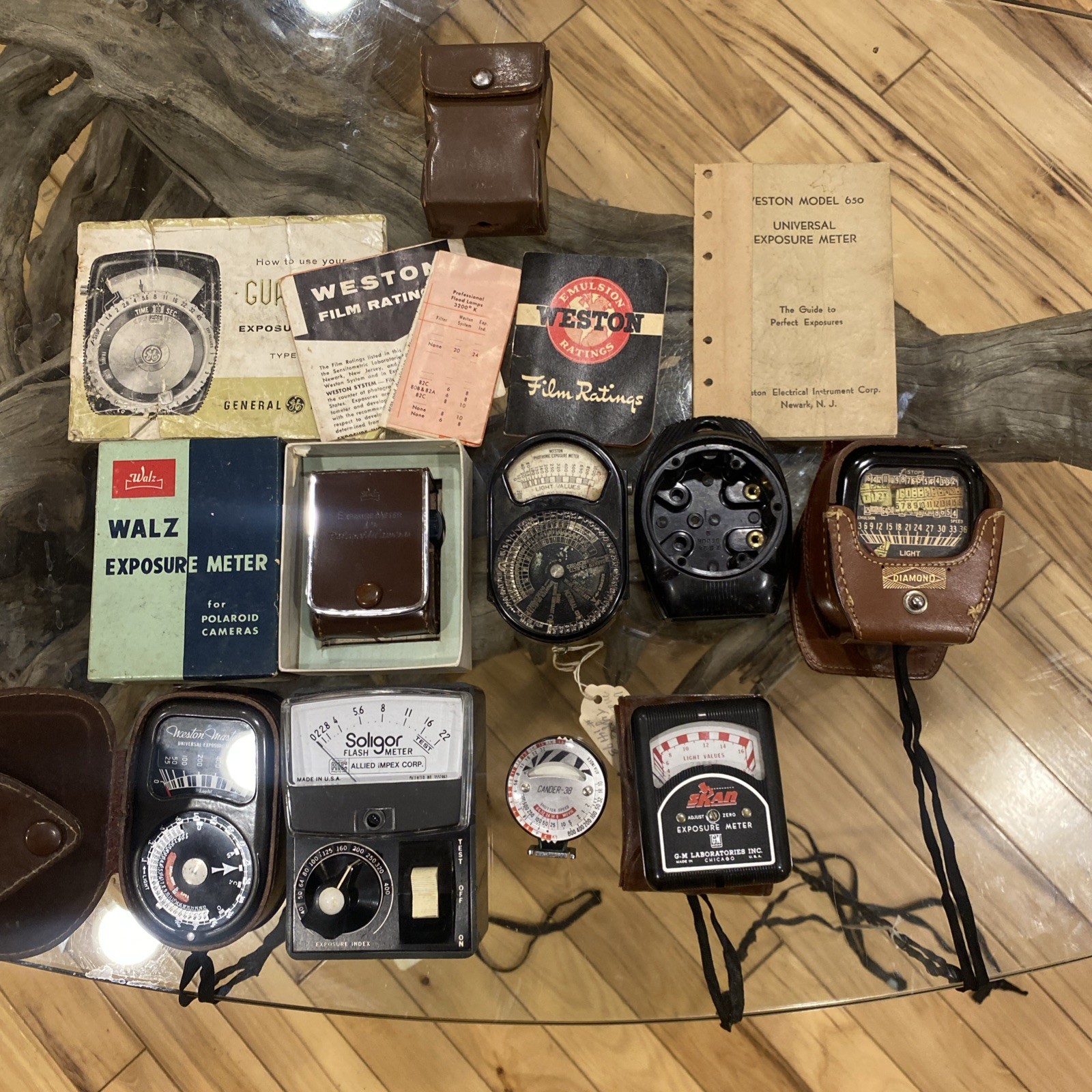 Large Lot Of Light Meters – Extra Case – Paperwork And More –