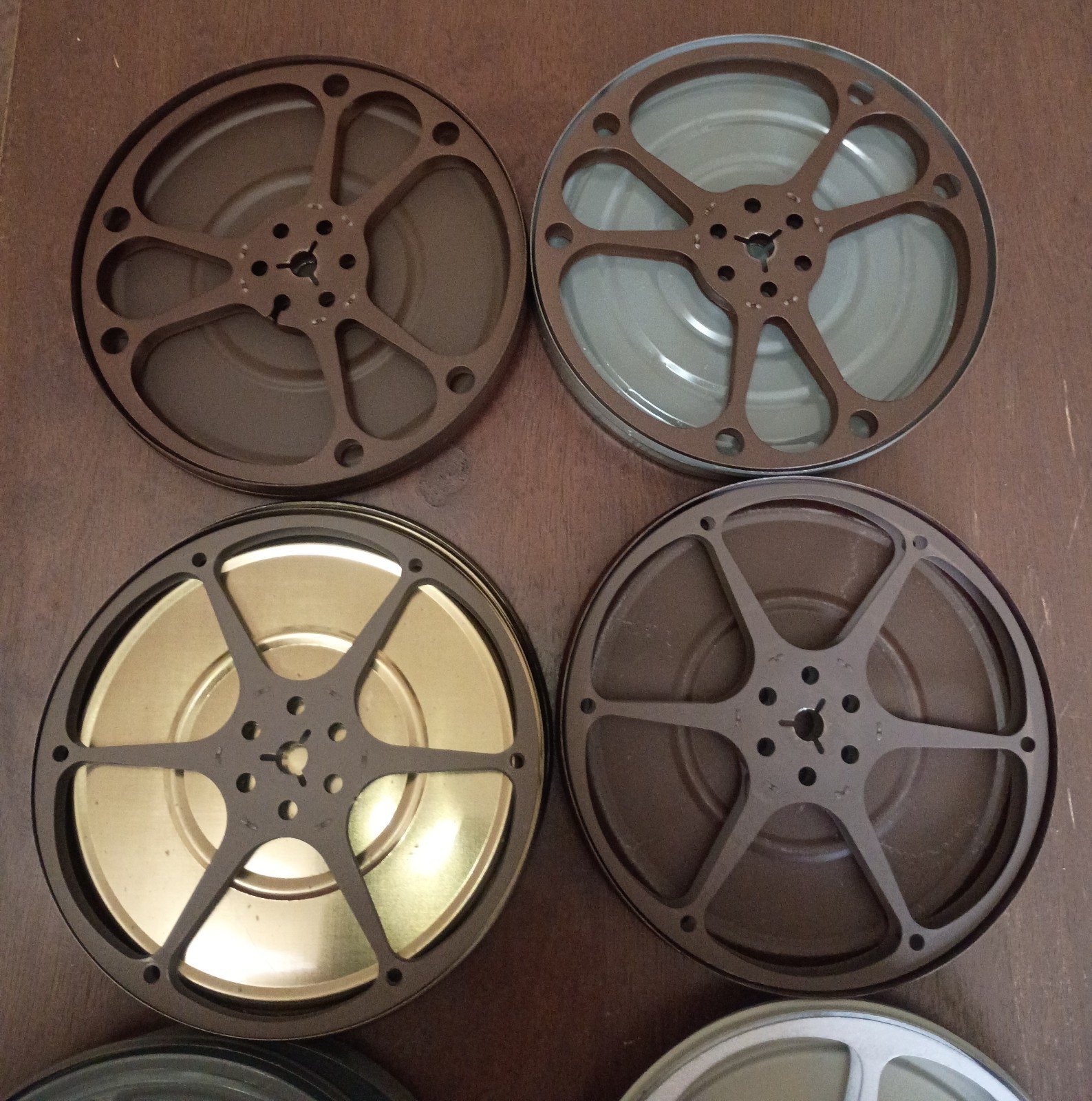 Lot of 6 Vintage Empty Metal Movie Film Reels with Canister & Lids